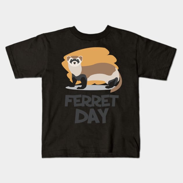 2nd April - Ferret Day Kids T-Shirt by fistfulofwisdom
